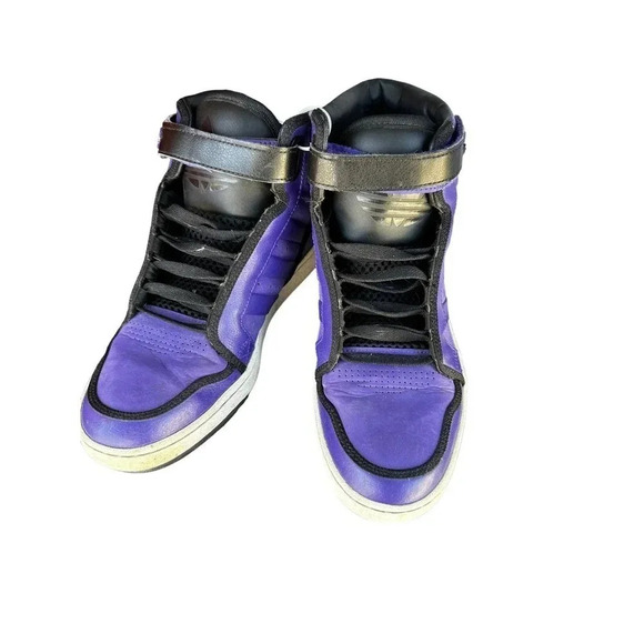 Adidas Forum Men's Black x Purple Leather Mid Top Sneaker Size US 8 - Picture 1 of 4